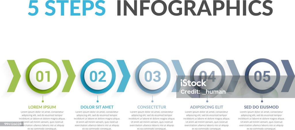 5 Steps Infographics Infographic template with five steps or options, workflow or process diagram, vector eps10 illustration Five Objects stock vector