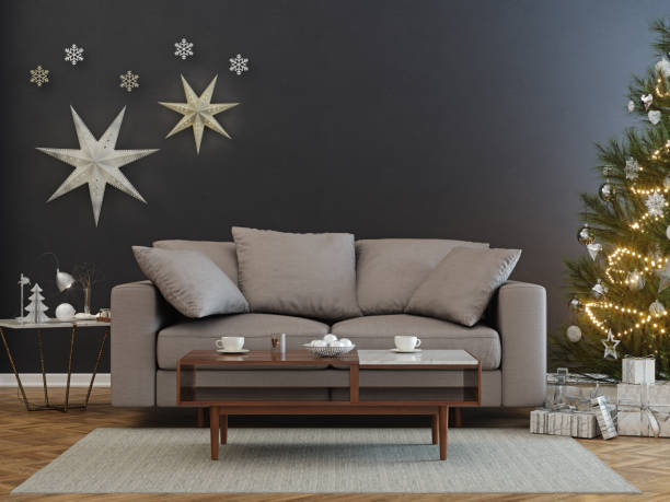 Christmas tree and presents in  living room