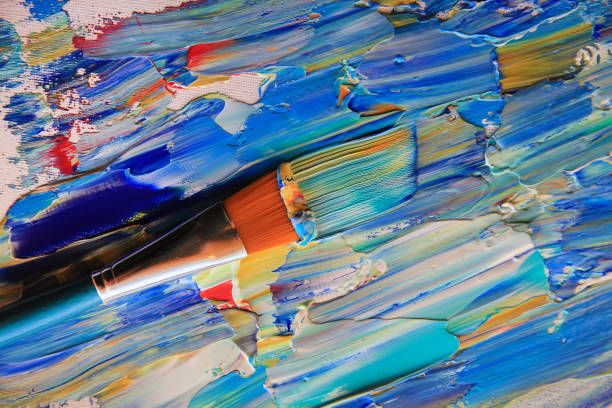 istock Closeup background of brush and palette. 994132852