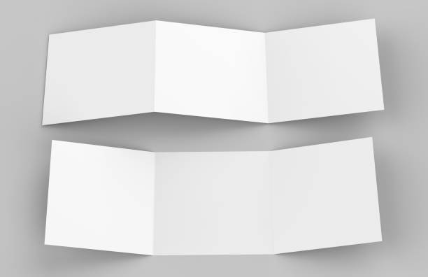 istock Square Tri-Fold Brochure Mock-up on Isolated White Background, 3D Illustration 994138122