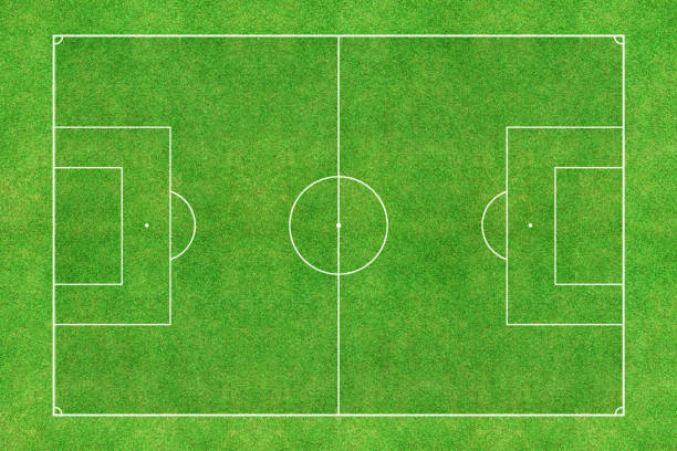 istock Green soccer stadium field top view 994140262