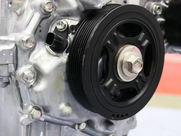 istock Pulleys of car engine mechanism 994140662