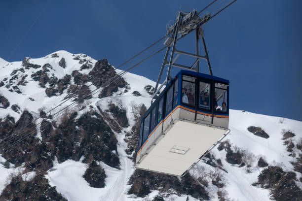 Cable car at Tateyama - Kurobe alpine route. stock photo