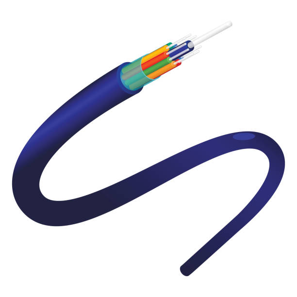 fiber-optics objekt nahaufnahme von blau-vektor-illustration - glasfaser stock-grafiken, -clipart, -cartoons und -symbole