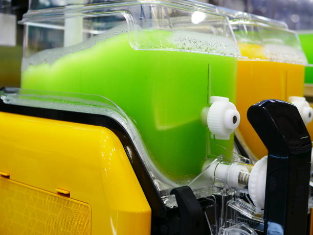 Colorful slush machine ready to cold smoothie