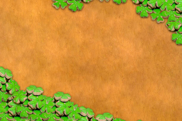 clover leaves many shamrock symmetrical set-up web design day saint patrick spring holiday with copy space