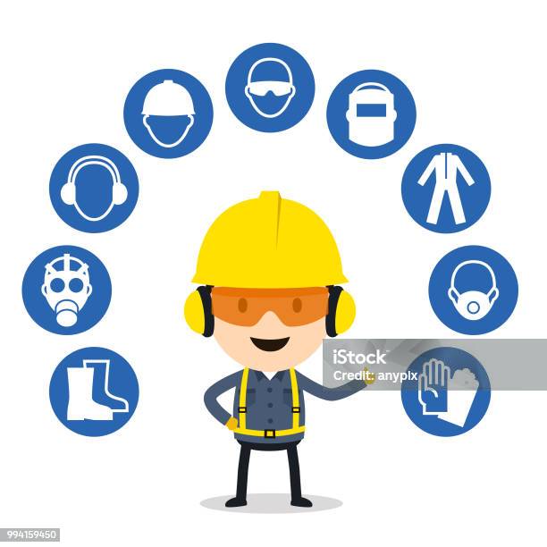 Industrial Safety Icons, Worker With His Personal, 51% OFF