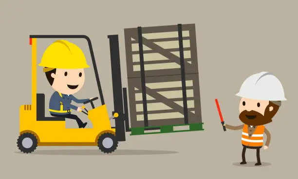 Vector illustration of Safety Management and Control of Forklift