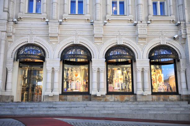Moscow, Russia - May 08: Facade of Dolce and Gabbana flagship store in Moscow on May 8, 2018. Dolce and Gabbana is a world famous luxury fashion brand founded in Italy.