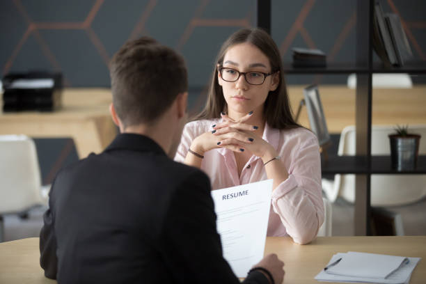 istock Confident female job applicant waiting for recruiter decision during interview 994164708