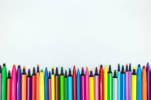istock set of various colorful markers on white desk background 994169224