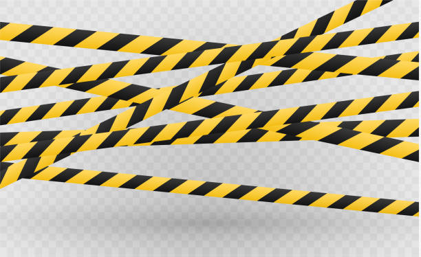 istock Isolated lines of insulation. Realistic warning tapes. Signs of danger. Vector illustration, isolated on a cellular background. Yellow color 994172342