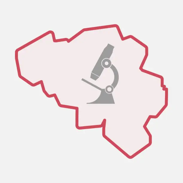 Vector illustration of Isolated Belgium map with  a microscope icon