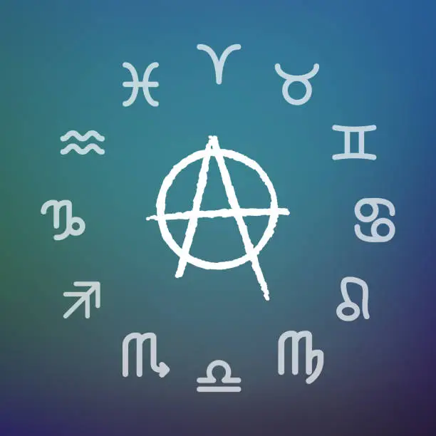 Vector illustration of Horoscope circle with an anarchy sign