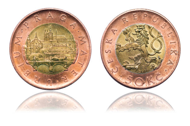 istock Coin 50 crown with mirror reflection. 50 CZK. Czech Republic 994186008