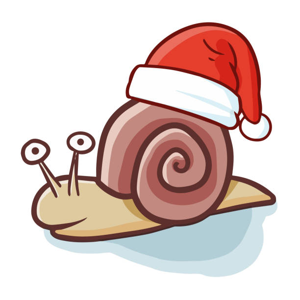 istock funny crawling snail wearing Santa's hat for Christmas and smiling 994192902