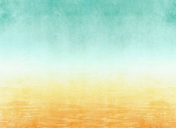 illustrations, cliparts, dessins animés et icônes de fond de l’été avec texture plage abstraite dans un style aquarelle - concept de vacances - mer horizon bleu