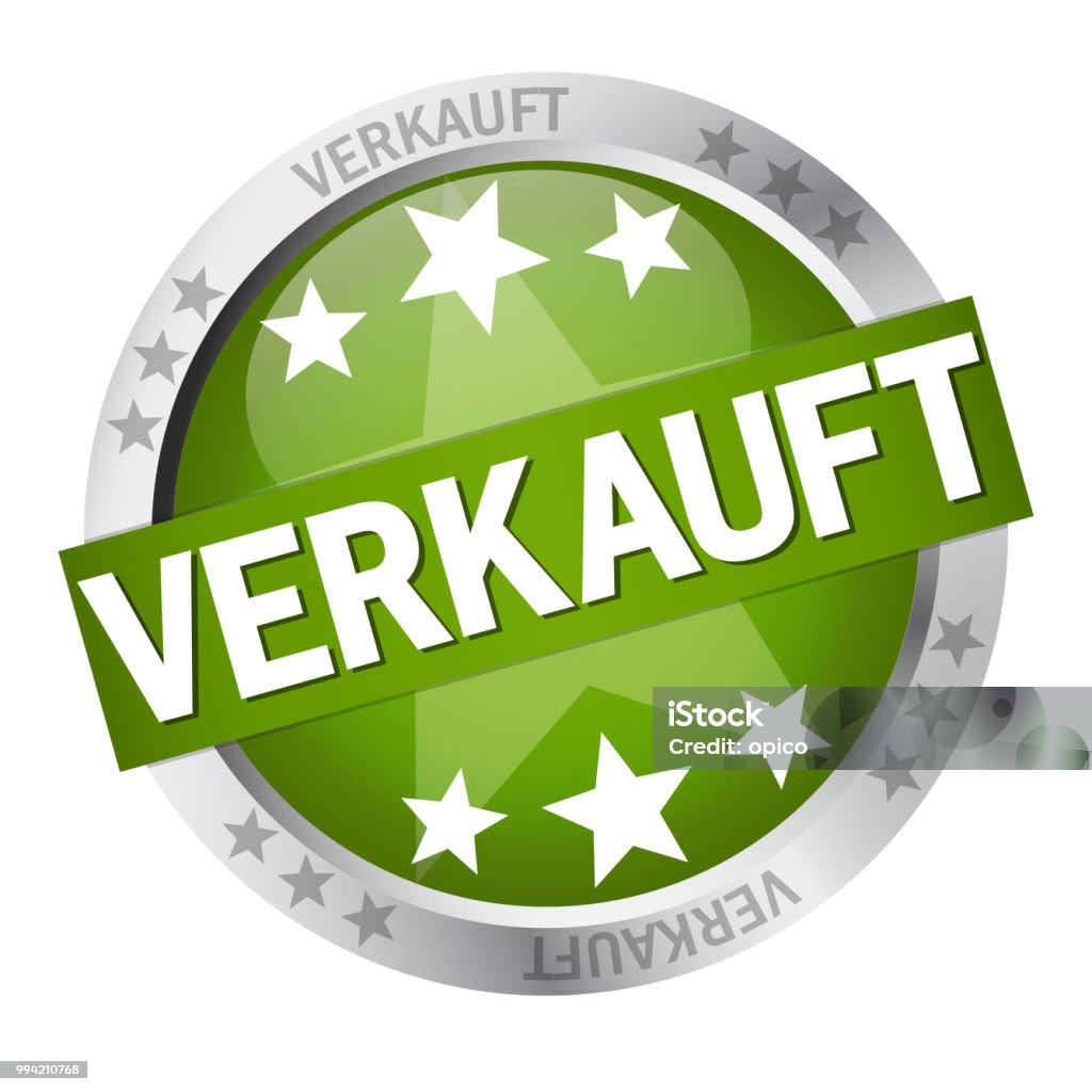 Button with banner sold (in german) round colored button with banner and text sold (in german) Checklist stock vector