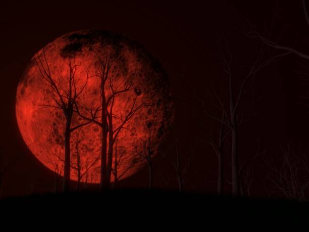 istock blood moon scene with dark woods. 3d illustration 994216552
