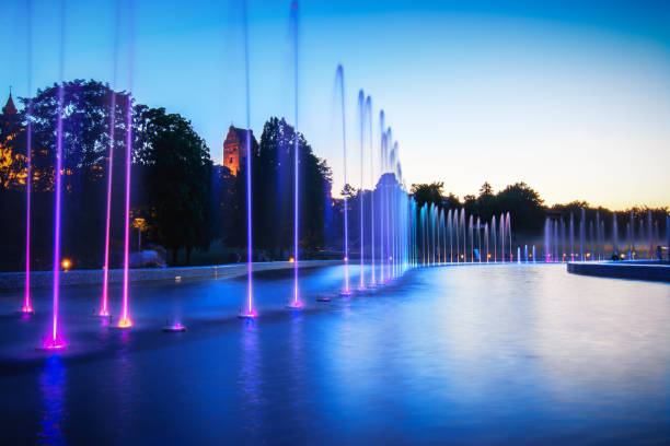 Multimedia color Fountain in Warsaw Center Wisla
