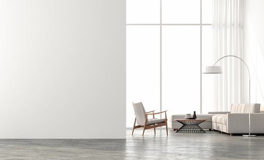 Render 3d de la sala de estar de estilo minimalista photo