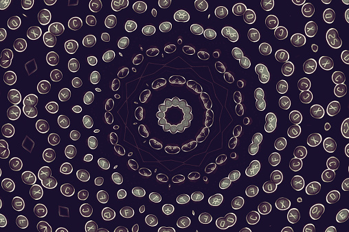 Vintage typewriter keys kaleidoscopic image as abstract background