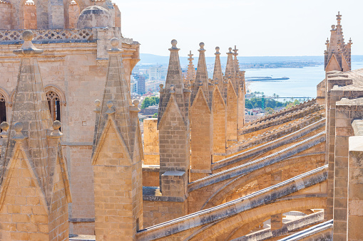 View from the terrace of the Cathedral of Santa Maria of Palma, also known as La Seu. Palma, Majorca, Spain