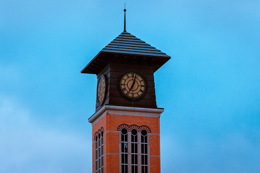 Tower off of an academic building on Grand Valley State University campus in Grand Rapids Michigan