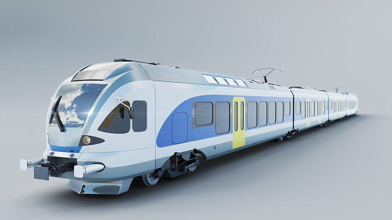 Detailed 3d render of a generic looking high speed train.