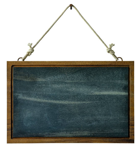 istock An old wooden framed blackboard hangs from a rusty nail, isolated on white, clipping path included. 994276870