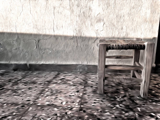 An Illustration of traditional Syrian chair in traditional  balcony.