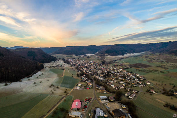 istock little village during sunrise morning with drone 994280844