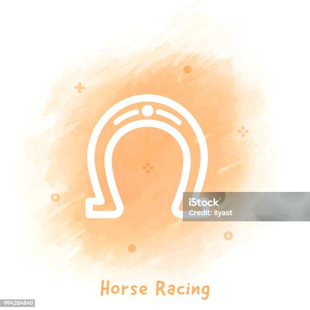 Horse Racing Line Icon Watercolor Background Stock Illustration - Download Image Now - Horse, Gambling, Art