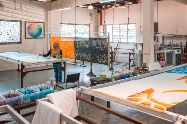 istock Woman painting in a batik workshop 994288208