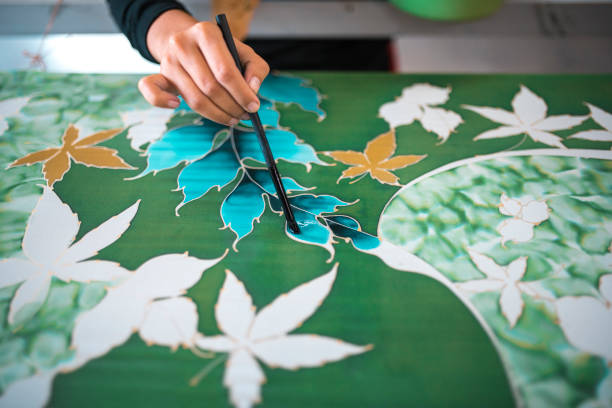 istock Woman painting in a batik workshop 994288252