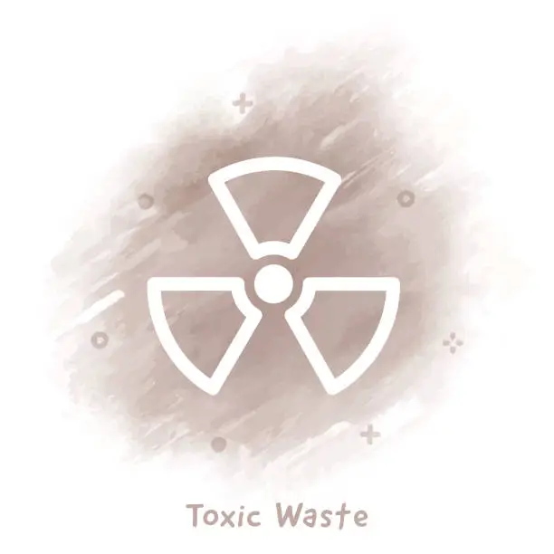 Vector illustration of Toxic Waste Line Icon Watercolor Background
