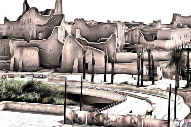 Al Illustration of traditional Saudi city.