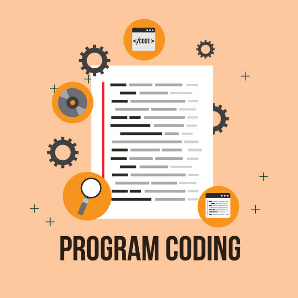 program coding website program coding software development listing vector illustration java colombia stock illustrations