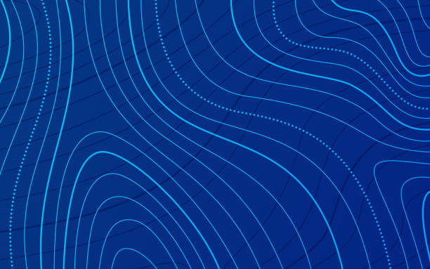 地形図の青い線の背景 - コントゥール・ドローイング法点のイラスト素材／クリップアート素材／マンガ素材／アイコン素材