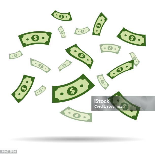 Dolar Spada Z Góry Izolowane Na Białym Tle Ilustracja Wektorowa - Stockowe grafiki wektorowe i więcej obrazów Waluta