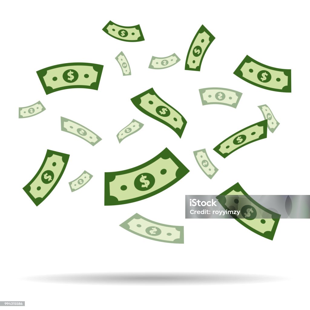 Dollar falling from above isolated on white background. Vector Illustration. Dollar falling from above isolated on white background. Vector illustration. Currency stock vector