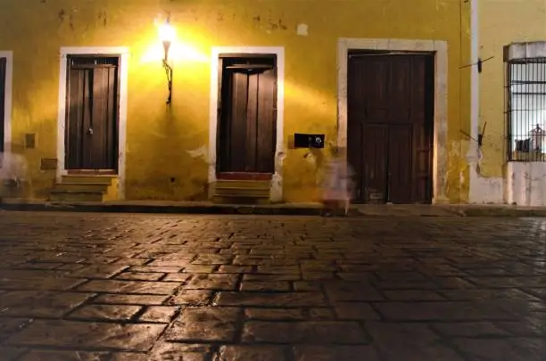The city of Izamal has beautiful lighting, giving the buildings just enough lighting to keep it very nostalgic, while reflecting on the streets of stones.