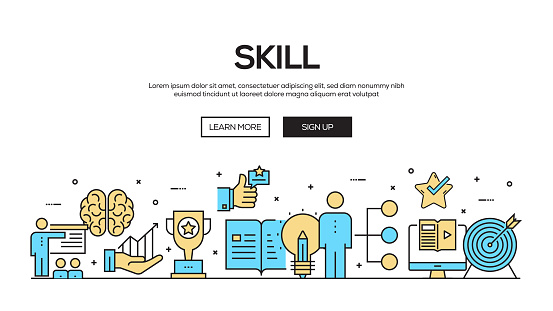 Skill Flat Line Web Banner Design Stock Illustration Download Image skill-flat-line-web-banner-design-stock-illustration-download-image