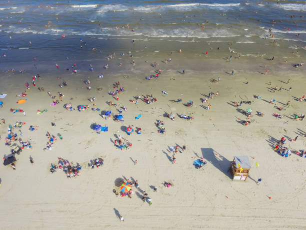 istock Bird eye view beach shoreline on sunny Teas summer day 994363340