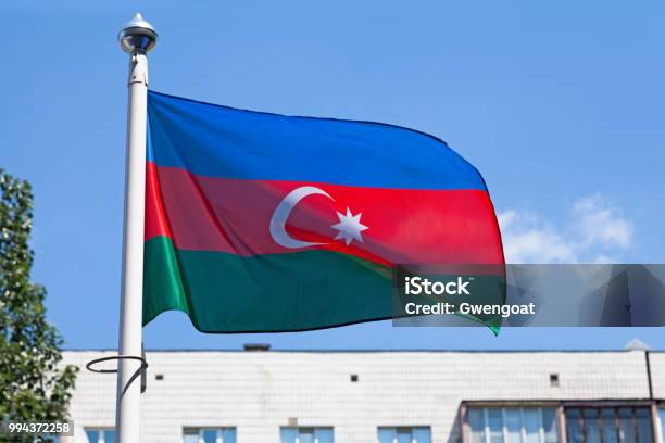 Flag Of Azerbaijan Stock Photo - Download Image Now - Azerbaijan, Azerbaijan Flag, Flag