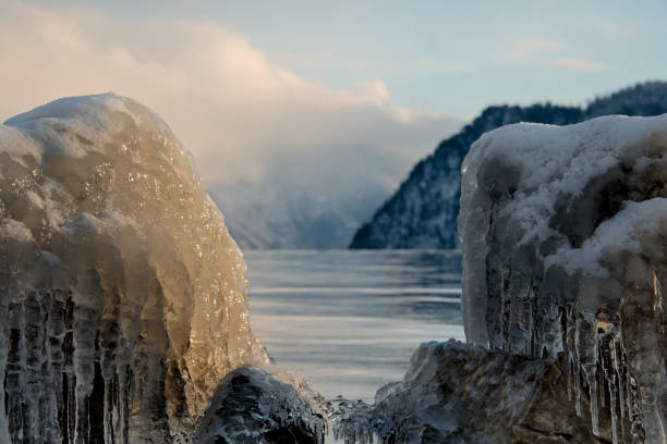 Russia. mountain Altai. Despite the strong Siberian frosts, Teletskoye lake freezes completely once in five years.