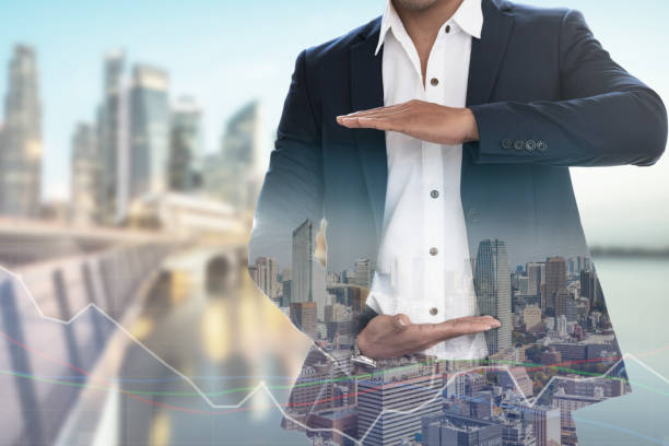 istock Businessman open hand for your text. 994383304