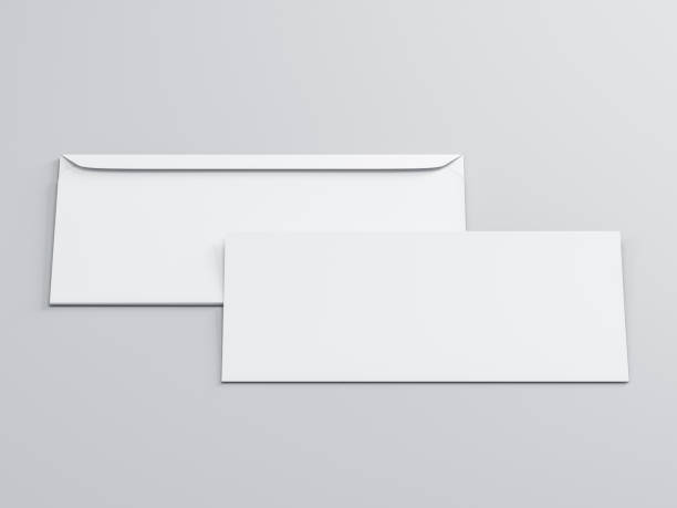 White envelope with invitation card or letter mockup on gray background