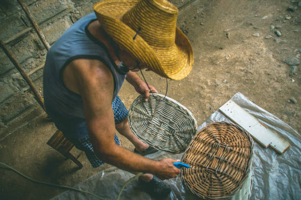 istock Knitted basket, Making a wooden basket 994428088