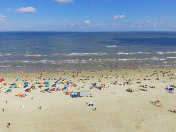 istock Bird eye view beach shoreline on sunny Teas summer day 994440204